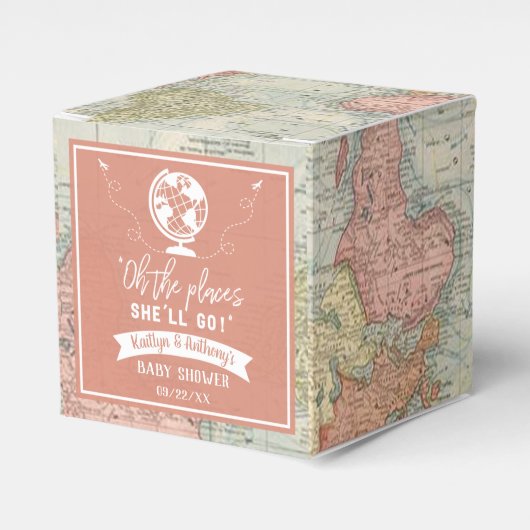 "Oh, die Orte, an die sie gehen wird!" Reisekarte Geschenkschachtel (Vorderseite)