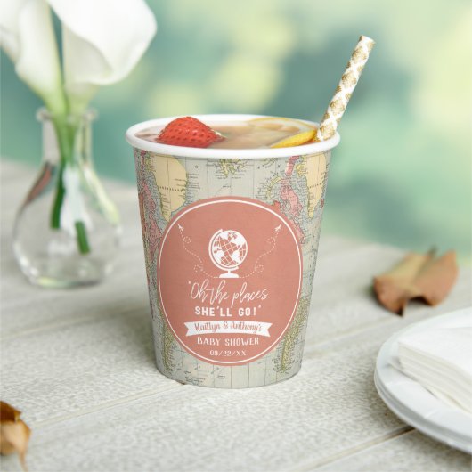 "Oh, die Orte, an die sie gehen wird!" Reisekarte  Pappbecher (In Situ)