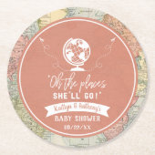 "Oh, die Orte, an die sie gehen wird!" Reisekarte  Runder Pappuntersetzer (Vorderseite)