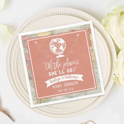 "Oh, die Orte, an die sie gehen wird!" Reisekarte  Serviette