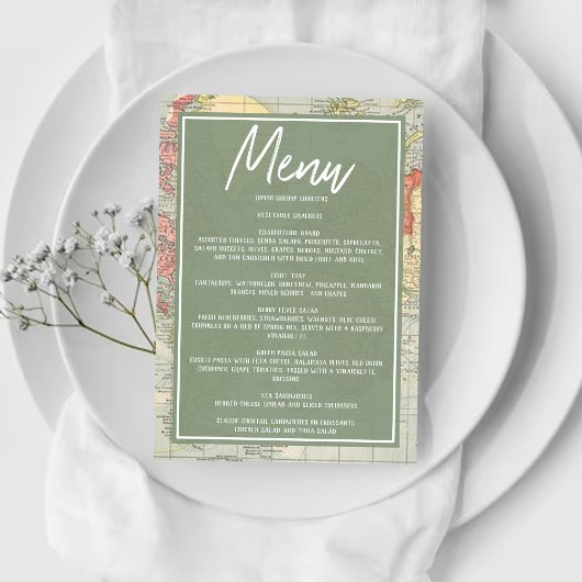 "Oh, die Orte..." Babyparty Menükarte