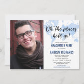 Oh, die Orte, wo er gehen blauen Abschluss Party F Einladung (Vorderseite)