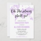 Oh, die Orte, wo sie lila Abschlussfeier machen wi Einladung (Vorderseite)