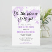Oh, die Orte, wo sie lila Abschlussfeier machen wi Einladung (Stehend Vorderseite)