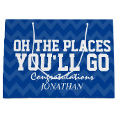 Oh die Plätze gehen Sie Marine-Blau-Absolvent Große Geschenktüte (Vorderseite)