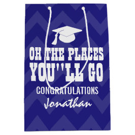 Oh die Plätze gehen Sie Marine-Blau-Absolvent Mittlere Geschenktüte
