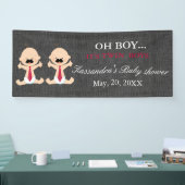 OH! Doppeljungen-Schnurrbart-Baby-Duschen-Fahne Banner (Messe)