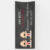 OH! Doppeljungen-Schnurrbart-Baby-Duschen-Fahne Banner (Vertikal)