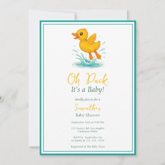 Oh Duck, das ist ein Baby! Niedliche Babydusche Einladung (Vorderseite)