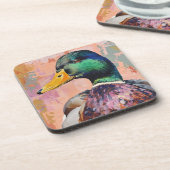 Oh, Duck! - Moderne Mallard Duck Art Untersetzer (Linke Seite)