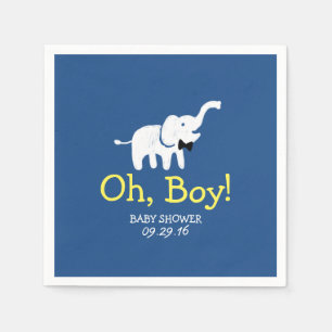 Oh Elefant-Marine-Blau-Babyparty Serviette