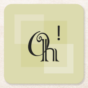 Oh! Elegante Minimalistische Typografie Gelbe Grün Rechteckiger Pappuntersetzer