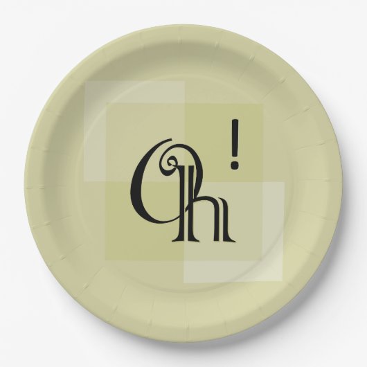 Oh! Elegante, moderne, überragende, gelbe Geburtst Pappteller (Vorderseite)