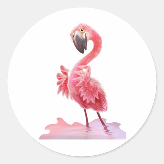 Oh, Flamingo! Runder Aufkleber (Vorderseite)