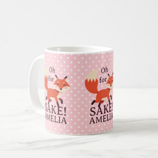 Oh For Fox Sake Pink Polka Dot Kaffeetasse (Vorderseite Links)
