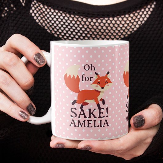 Oh For Fox Sake Pink Polka Dot Kaffeetasse
