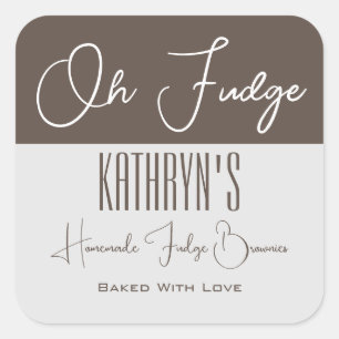 "Oh Fudge" Personalisiertes Lebensmitteletikett Quadratischer Aufkleber