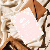 Oh Girl Baby Shower | Retro 70er Pink Daisy Einladung