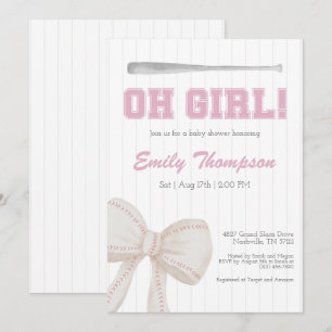 Oh Girl Baseball Baby Dusche Einladung