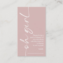 Oh Girl Dusty Rose Diaper Raffle Baby Dusche Begleitkarte