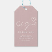 Oh Girl Minimalistisch Modern Baby Dusche Danke Geschenkanhänger (Vorderseite)