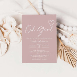 Oh Girl Minimalistisch Modern Baby Shower Einladun Einladung