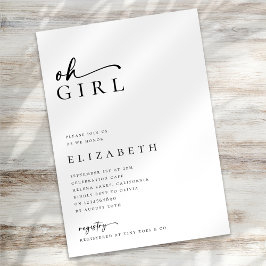 Oh Girl Modern Minimalistisch Script Baby Dusche Einladung