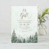 Oh Girl Pine Tree Forest Baby Shower Einladung (Stehend Vorderseite)