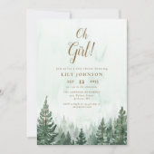 Oh Girl Pine Tree Forest Baby Shower Foto QR Code Einladung (Vorderseite)