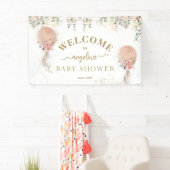 Oh Girl Pink Balloon Floral Eucalyptus Baby Dusche Banner (Insitu)