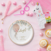 Oh Girl Pink Balloon Floral Eucalyptus Baby Dusche Pappteller (Party)