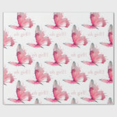 Oh Girl Pink Butterflies Babydusche Geschenkpapier (Flach)