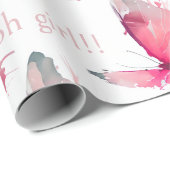 Oh Girl Pink Butterflies Babydusche Geschenkpapier (Rolleneckpunkt)