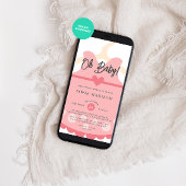 Oh Girl Pink Dress Baby Dusche Einladung