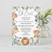 Oh Girl Safari Foliage Baby Dusche Einladung (Stehend Vorderseite)