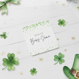 Oh Girl St. Patrick's Day Baby Shower Green  Quadratischer Aufkleber