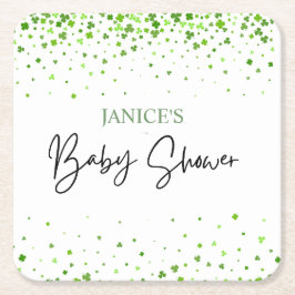 Oh Girl St. Patrick's Day Baby Shower Green  Rechteckiger Pappuntersetzer