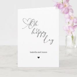 Oh glücklicher Tag Herz verzierte Hochzeit  Karte