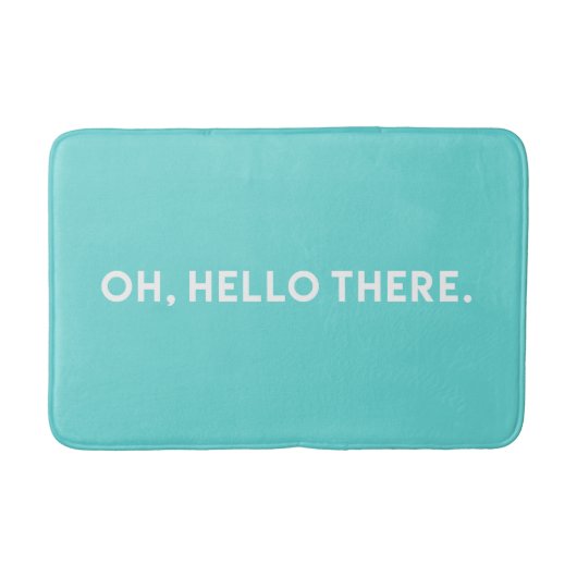 Oh Hallo da Typografie Blue Bath Mat Badematte (Vorderseite)