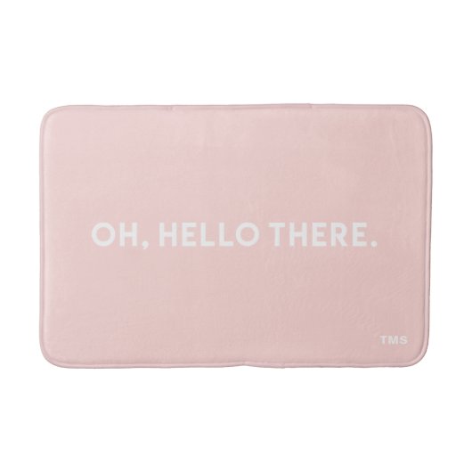 Oh Hallo da Typografie Blush Pink Monogram Badematte (Vorderseite)
