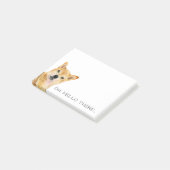 Oh hallo dort | Shiba Inu Aquarell-Malerei Post-it Klebezettel (angewinkelt)