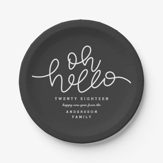 Oh Hallo neues Jahr Party Pappteller (Vorderseite)