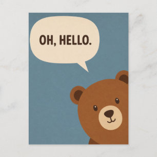 Oh Hallo Süßer Bär Retro Waldtier Postkarte