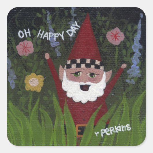 Oh Happy Day Gnome Sticker (Vorderseite)