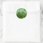 Oh Happy Day - grüner Frosch nah Runder Aufkleber (Tasche)
