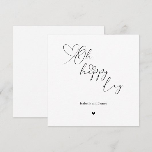 Oh Happy Day Heart Embellished Wedding  Karte (Vorne/Hinten)