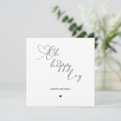 Oh Happy Day Heart Embellished Wedding  Karte (Stehend Vorderseite)