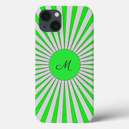 Oh Happy Day Monogram Green Sunburst Case-Mate iPhone Hülle (Rückseite)