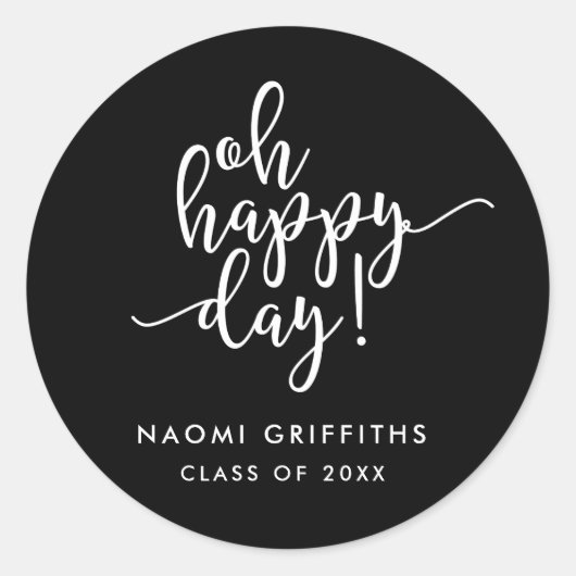 Oh Happy Day Script Abschluss Runder Aufkleber (Vorderseite)