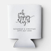 Oh Happy Day Script Personalisiert Wedding Koozie Dosenkühler (Rückseite)